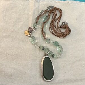 Elegant Silpada Green Quartz Pendant Necklace